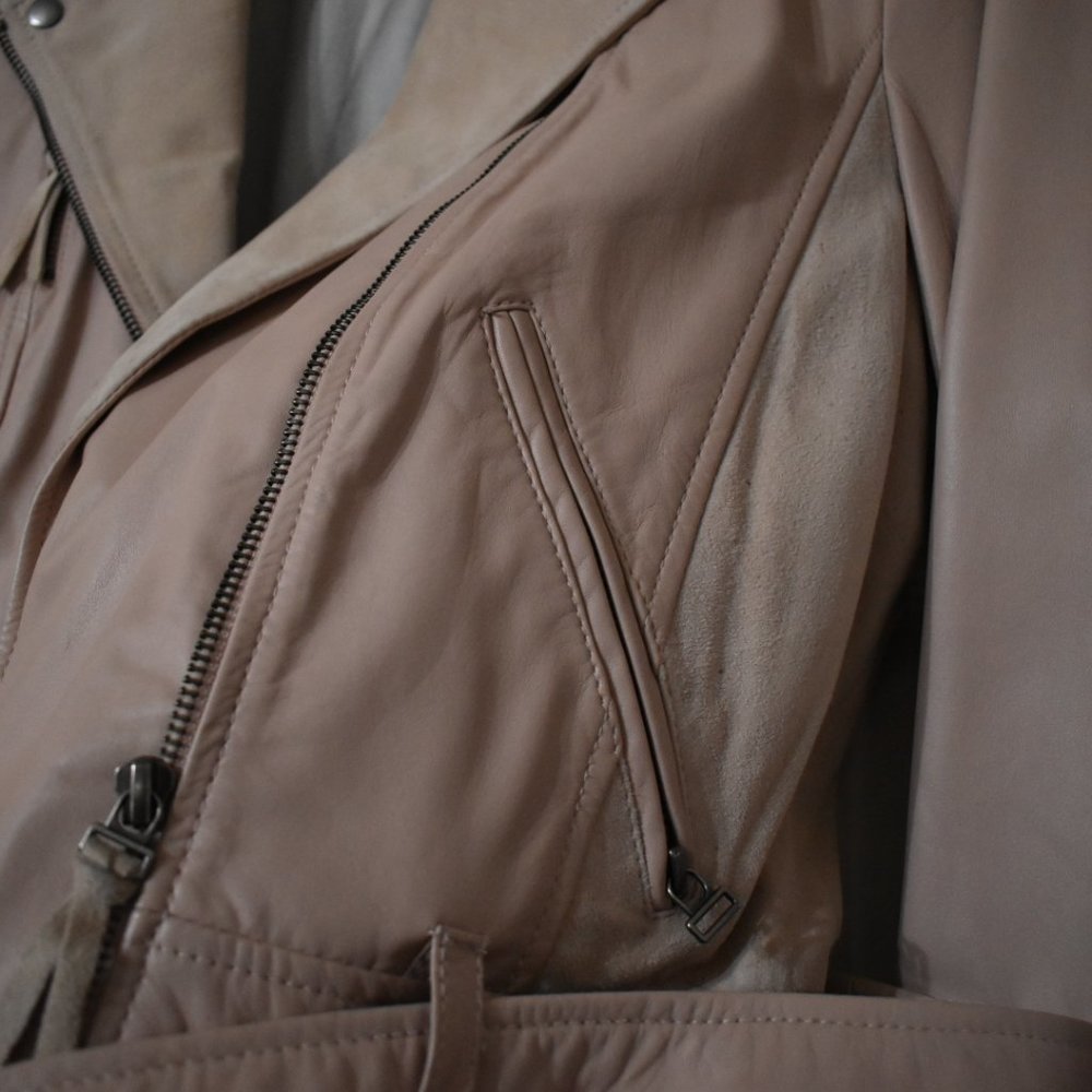 Pretty Pink Ruffled Leather/Suede Jacket - Picture 8 of 13